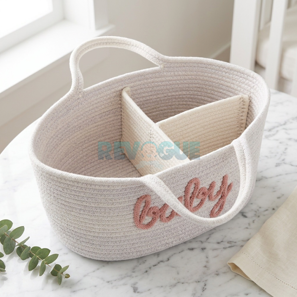 Multipurpose Cotton Rope Diaper Caddy Organizer  Essential Bag For Nursery