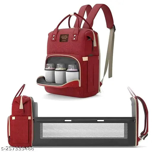 Bed and Bag - Maroon - Diaper & Mother Bags