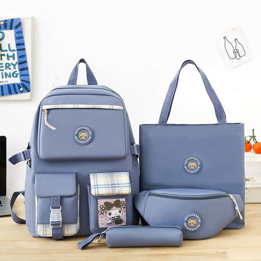 Multi pieces canvas Korean style trendy backpack - 