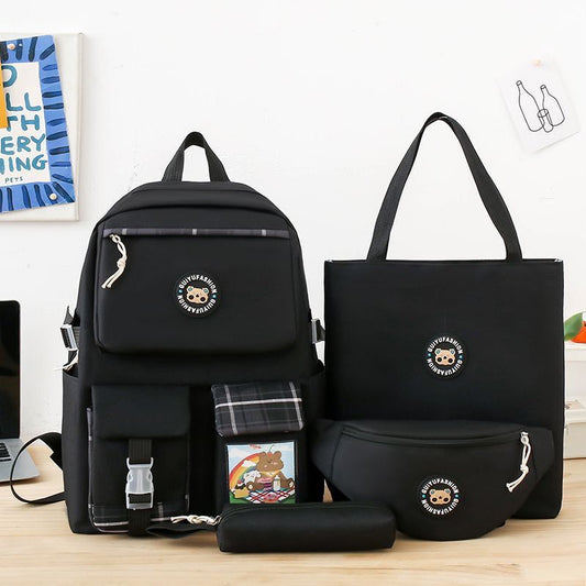 Multi pieces canvas Korean style trendy backpack - 