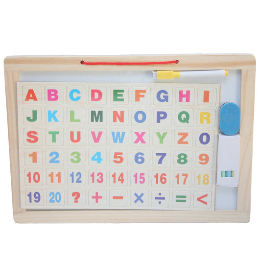 3 in 1 - Wooden Black & White Board With Magnetic Alphabets - Large - Learning & Education
