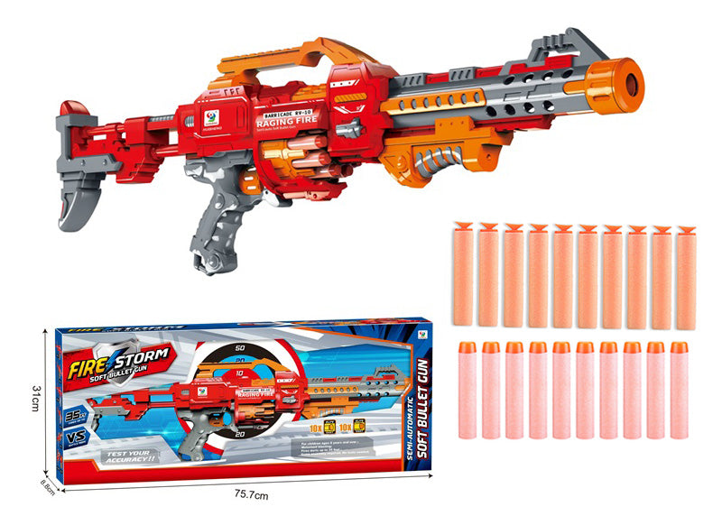 Fire Storm: Red Monster Machine Soft Bullet Nerf Dart Gun - 35ft Range - Games