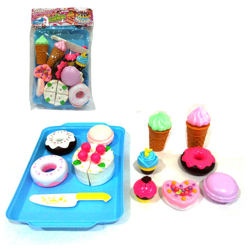 Happy Cake and Ice Cream Dessert Cutting Plastic Food Tray Set - Puzzle