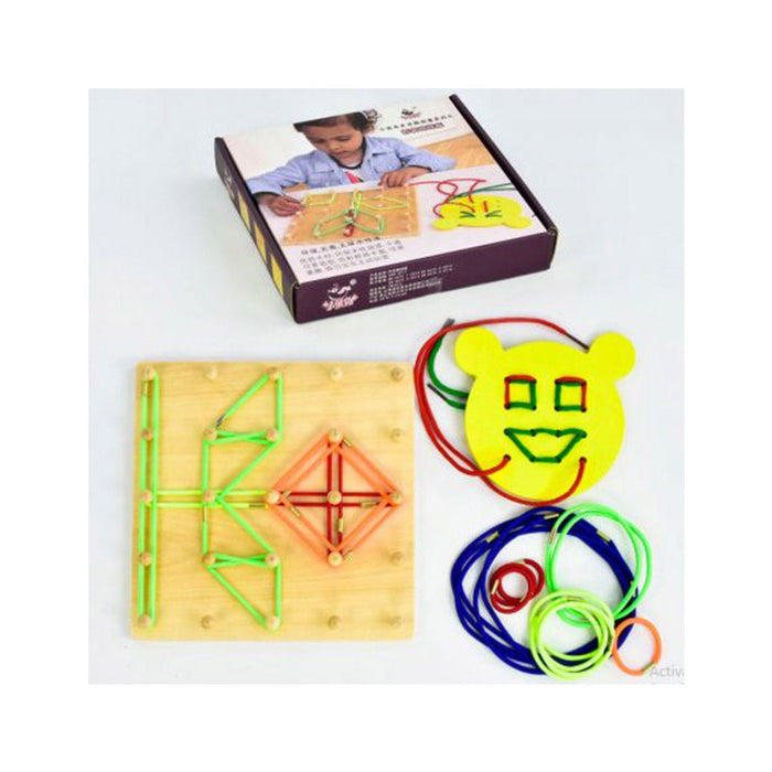 Wooden Bands and Lacing Educational Montessori Activity Geo Board - Learning & Education