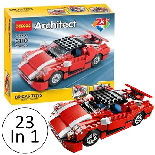 Architect Creator - 23 in 1 - Red Super Speedster Race Car Building Blocks Set - 3110 - Cars Drones Planes