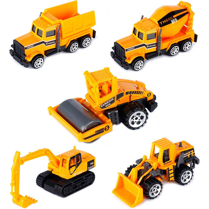 Pack of 5 Models Construction Trucks for 3 Year Old Boys Mini Engineering Models Play Vehicles Cars Toys Birthday Party Supplies Die Cast - Toy Sets