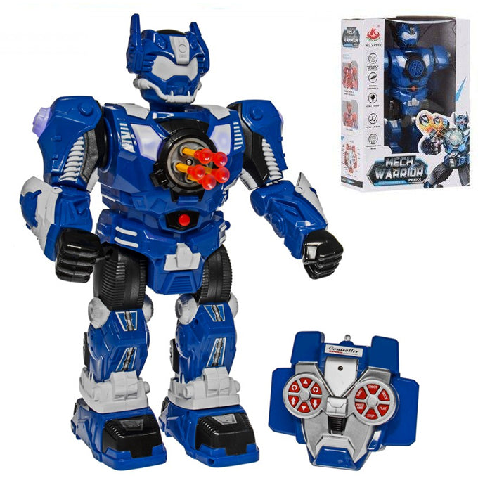 Mech Warrior Remote Control Police Robot Shooter - Blue - Toy Sets