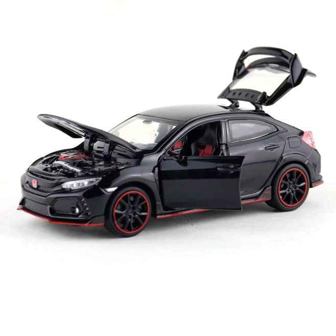 Honda Civic Type-R Racer Die Cast Scale Model Car - Black - 6 Inches - Toy Sets