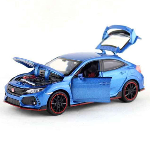 Honda Civic Type-R Racer Die Cast Scale Model Car - Blue - 6 Inches - Toy Sets