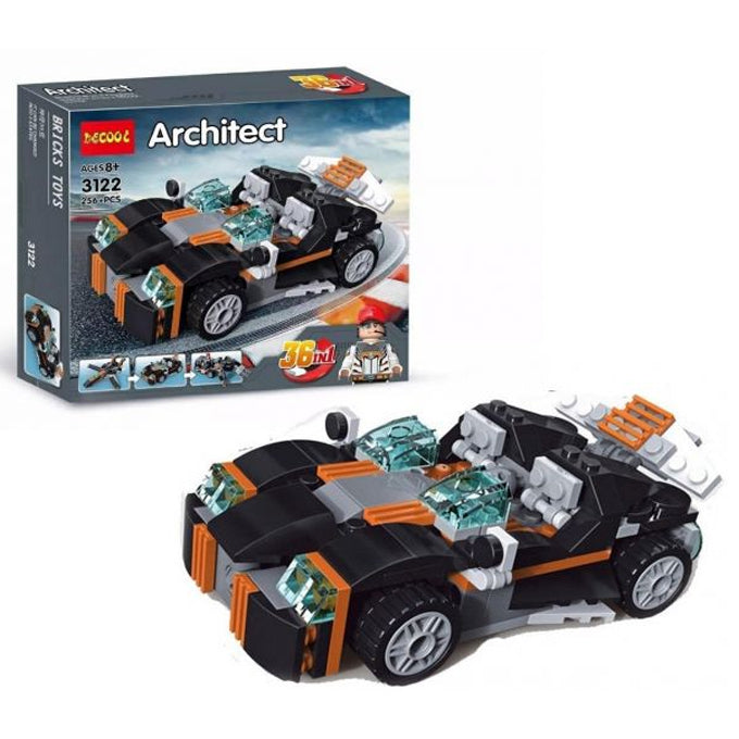 Architect DIY Building Blocks Super Car - 36 in 1 Models JiSi Bricks 3122 Building Bricks for Kid 256+ Pcs - Toy Sets