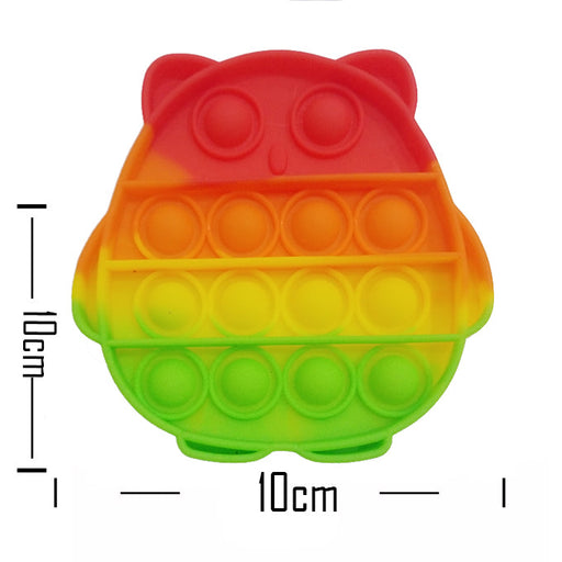 Push Pop Bubble Fidget Spinner Pop It Silicone Toy - 4 inches - Rainbow Owl - Toddler Toys