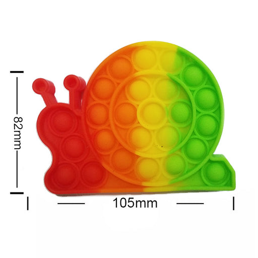 Push Pop Bubble Fidget Spinner Pop It Silicone Toy - 4 inches - Rainbow Snail - Toddler Toys