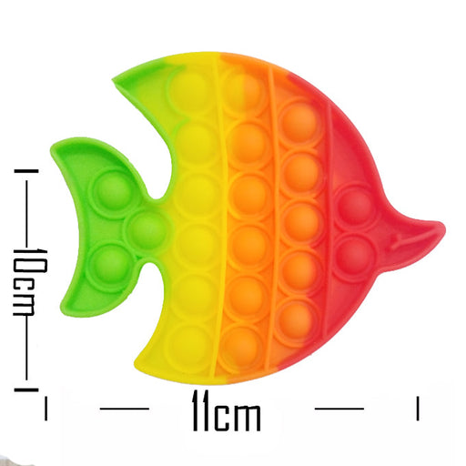 Push Pop Bubble Fidget Spinner Pop It Silicone Toy - 5 inches - Rainbow Angel Fish - Toddler Toys