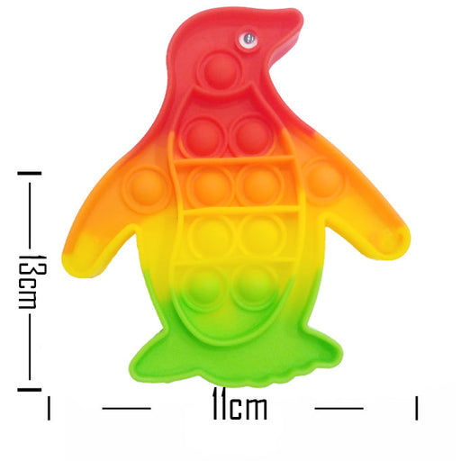 Push Pop Bubble Fidget Spinner Pop It Silicone Toy - 5 inches - Rainbow Penguin - Toddler Toys