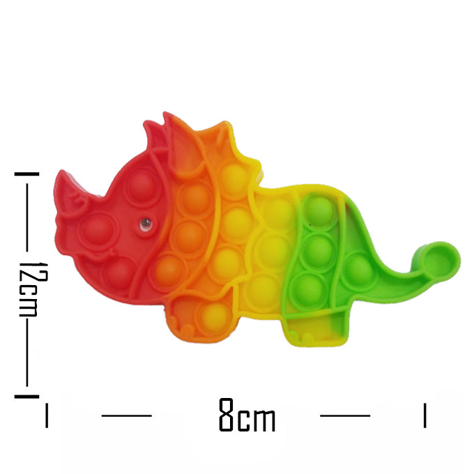 Push Pop Bubble Fidget Spinner Pop It Silicone Toy - 6 inches - Rainbow Rhinoceros - Toddler Toys