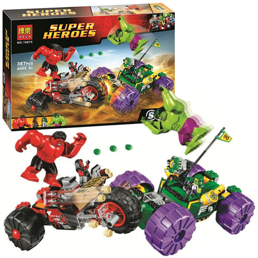 Super Heroes Red Hulk Vs Green Hulk Avengers Figure Model Building Blocks- Bela- 10675 - Toy Sets