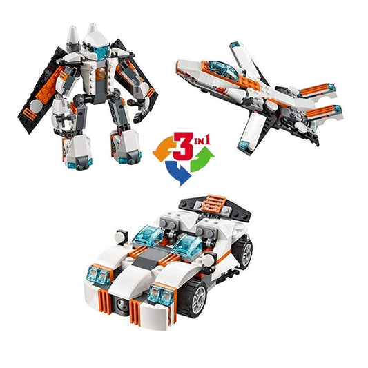 3 in 1 Car and Spoiler Jet Building Block Construction Set Toys - 237 Pcs Decool 3115 - Toy Sets
