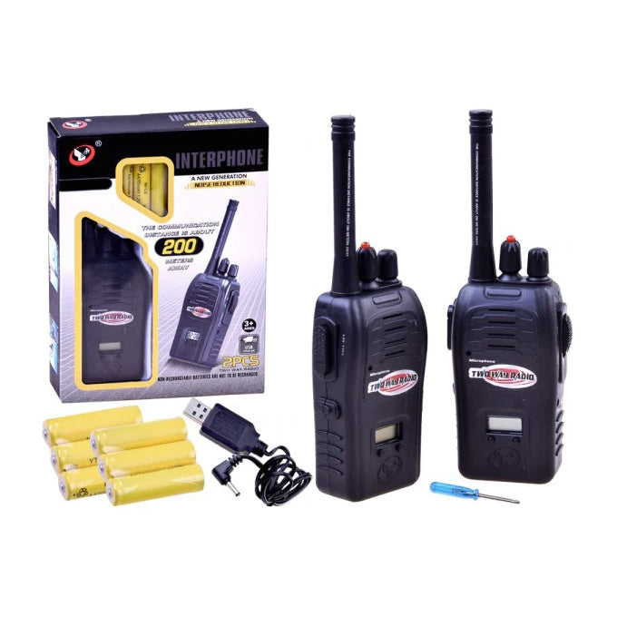 New Generation Noise Reduction Walkie Talkie 200 Meter Away For Kids - Re-chargeable - Toy Sets