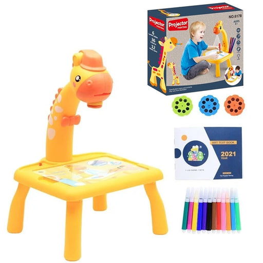 LED Giraffe Projector Painting Set for Kids – Yellow - Toy Sets