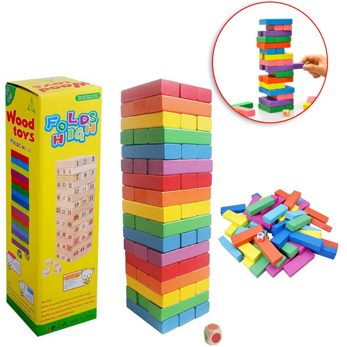 Jenga Wooden multicolor Stacking Tower Board Game for Kids &amp; Adults - Toy Sets