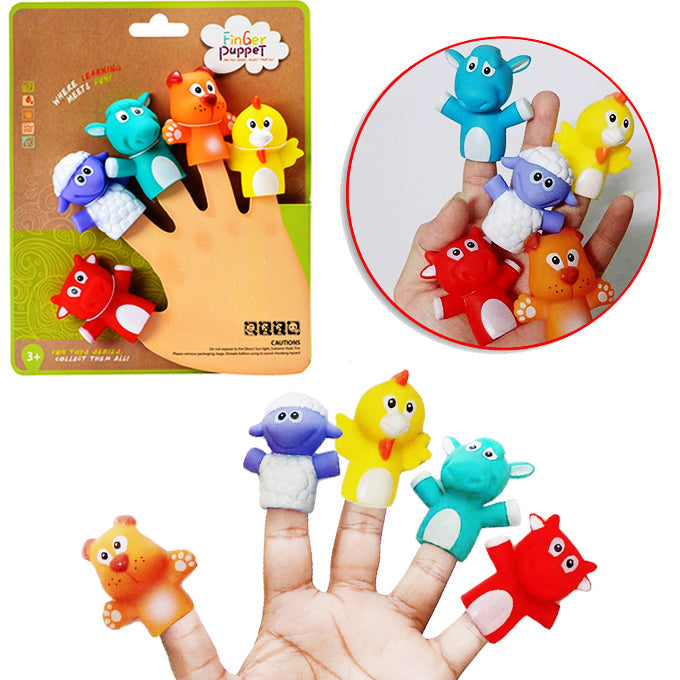 Finger Puppet - Farm Animals - 5 Fingers - Multi Color - Toy Sets