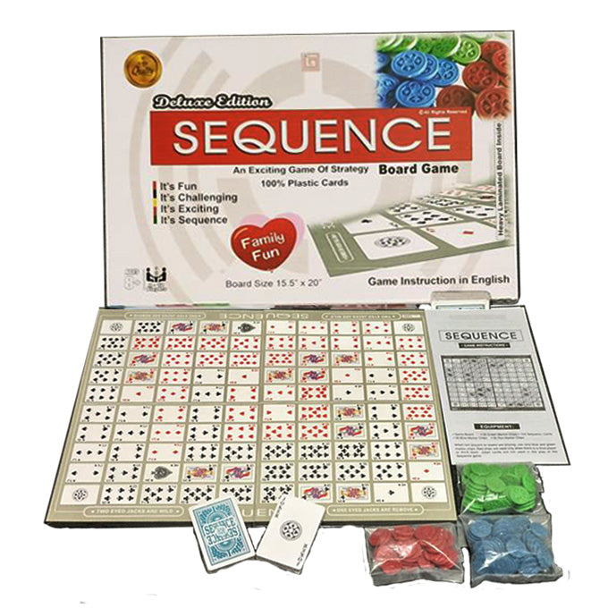 Sequence Deluxe Edition Board Game for Kids - Game of Strategy - Multi Color - Toy Sets