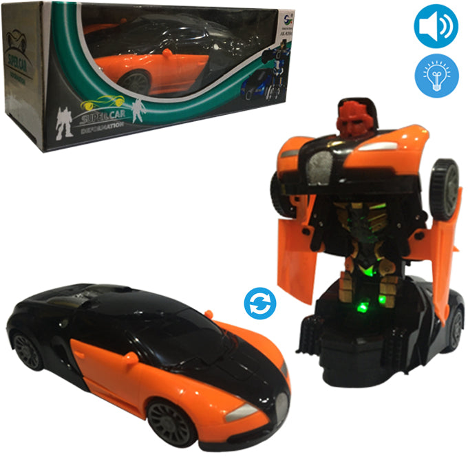 Transformer Bugatti Robot Car - Light &amp; Music - Orange - Toy Sets