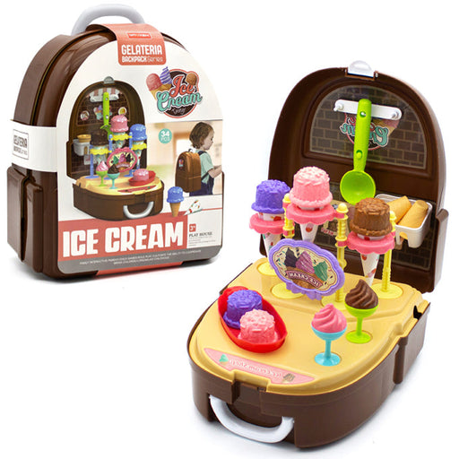 Ice Cream Gelateria Backpack for Kids - 34 Pieces Set - Ice Cream Play House - Toy Sets