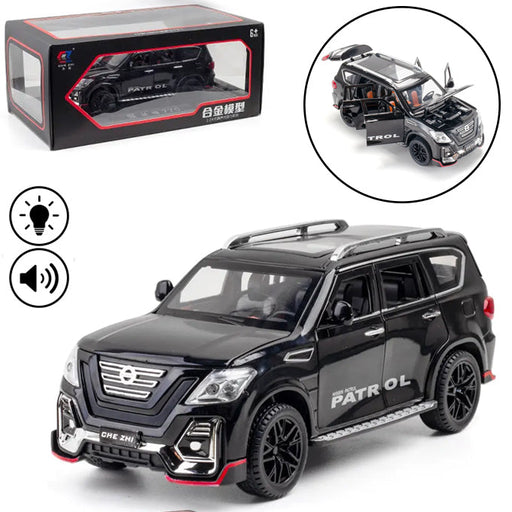 XLG Nissan Patrol Die Cast Model Car 1:24 Scale - Lights &amp; Music - Black - Toy Sets