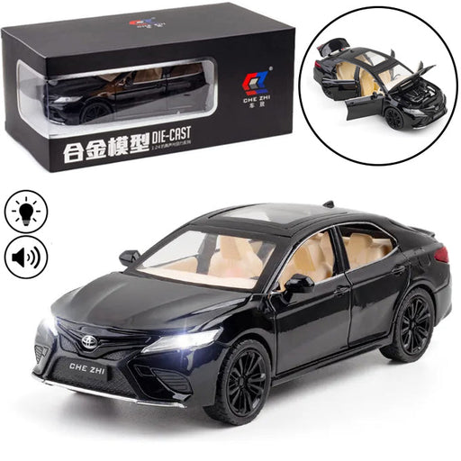 Toyota Camry Die Cast Car Model 4 Door Open With Trunk &amp; Bonult - 1:24 Scale – Toys For Boys - Black - Toy Sets