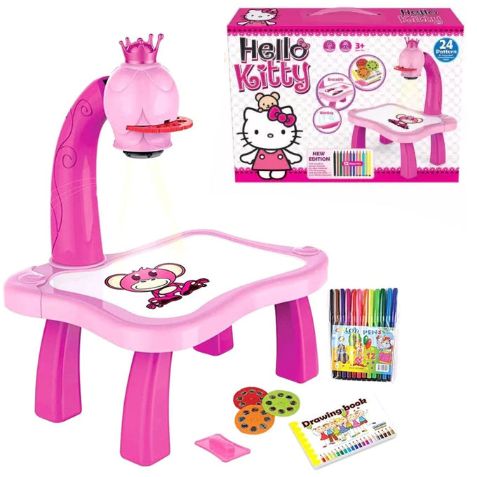 Hello Kitty Children Projection Drawing Board LED Projector Drawing Table Toys For Kids - 24 Pattern - Toy Sets