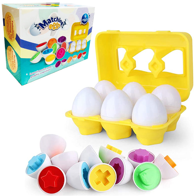 Shapes and Colors Matching Eggs Toy – Set of 6 Eggs - Toy Sets