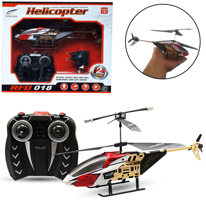 Remote Control Helicopter RFD-018 - 2 Channel Rechargeable Toy For Kids - Multi Color - Toy Sets