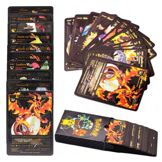 55 Pcs Pokemon Black Gold Foil Cards Anime Cartoon Pokemon English Version Tcg Card For Fans Collection - Toy Sets