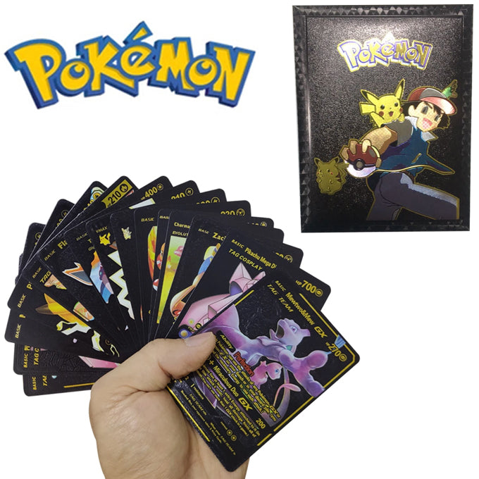 10 Pcs Pokemon Black Gold Foil Cards Pack Anime Cartoon Pokemon English Version Tcg Card For Fans Collection - Toy Sets