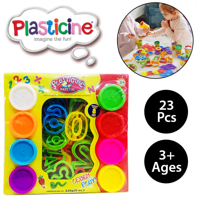 Plasticine Magical Numbers &amp; Shapes Intelligent Play Dough 23 PCS Clay Molds for Kids With 8 Cans Pots - Toy Sets