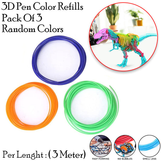 3D Printing Doodle Pen Color Refills - Pack of 3 - Random Colors - 3 Meter Length - Toy Sets