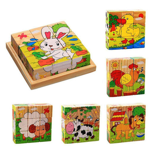 Farm Animals - Cubical Wooden Puzzle - Board Games