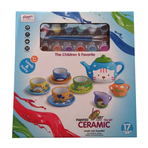 Painted Ceramic Tea Set - 17 pcs set - Toy Sets